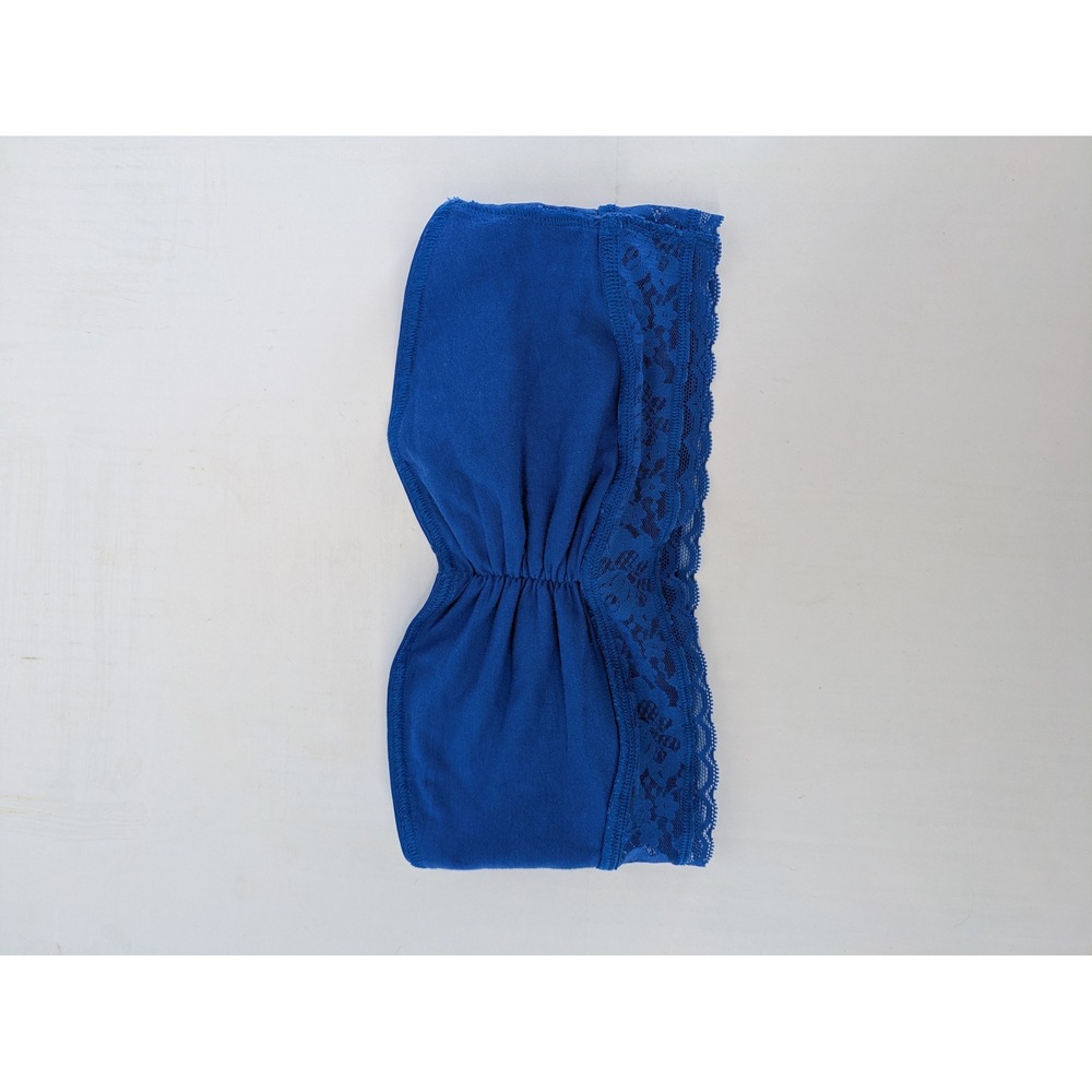 Aerie Bandeau Bra Small Royal Blue Floral Lace Strapless Bralette Aeropostale - Picture 8 of 10